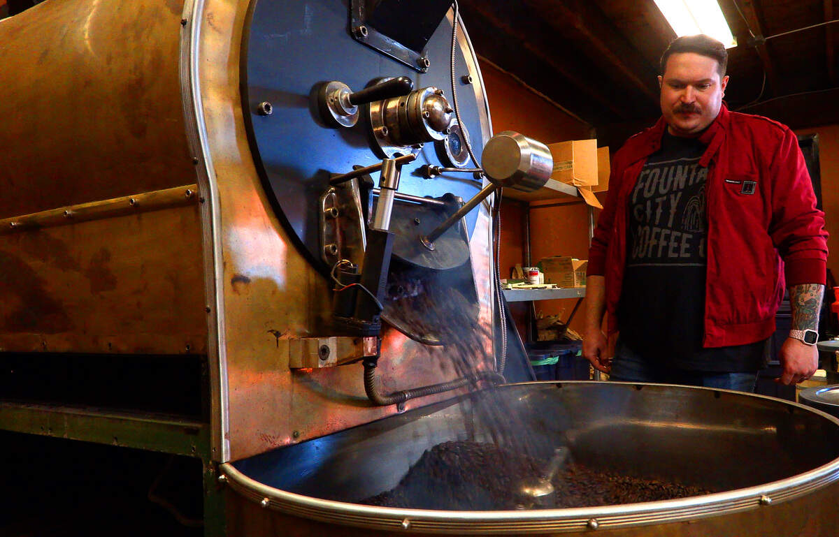 Jud Richardson, co-owner of Fountain City Coffee in Columbus, also roasts the company’s coffee beans in Columbus.