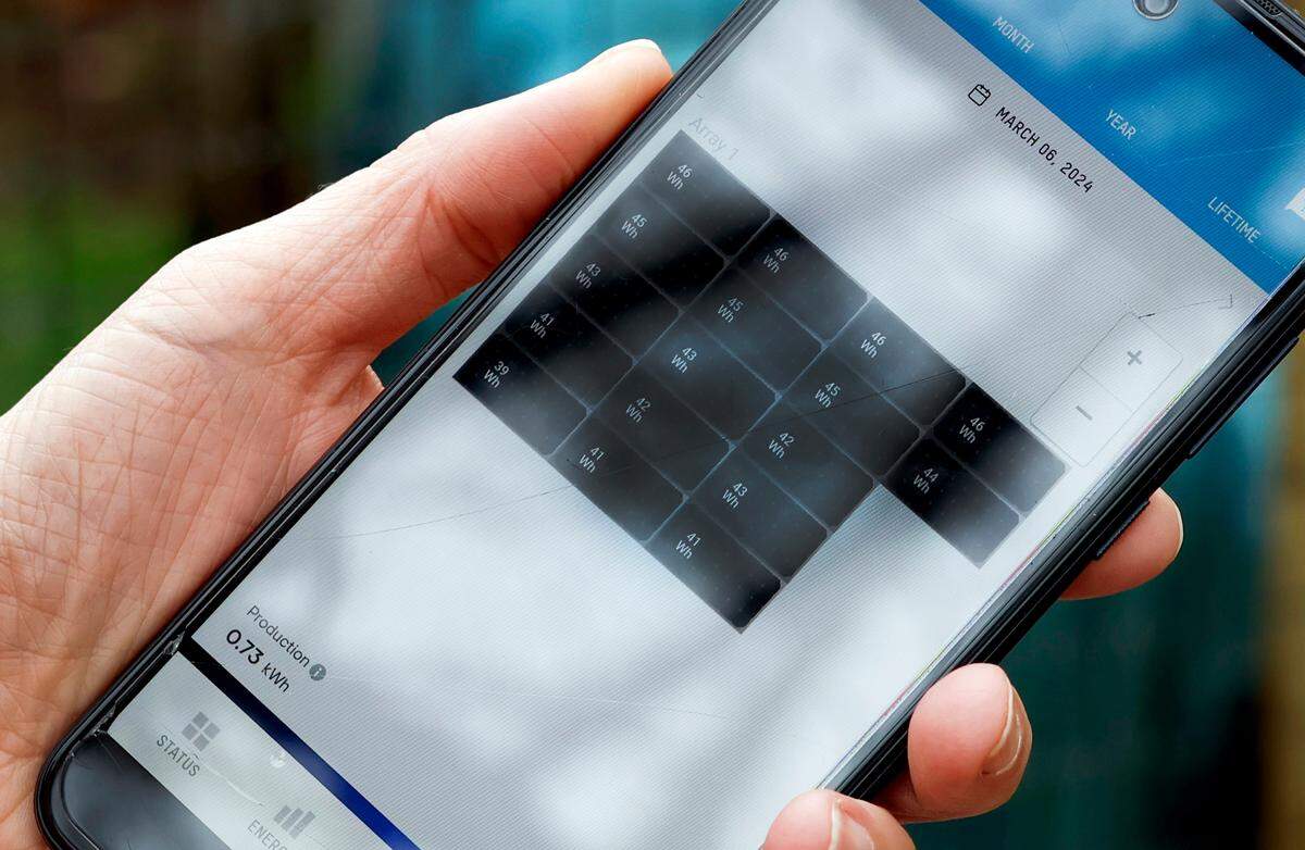 This APP gives real-time data about the output of each panel and the kilowatt hours of energy created. 03/06/2024