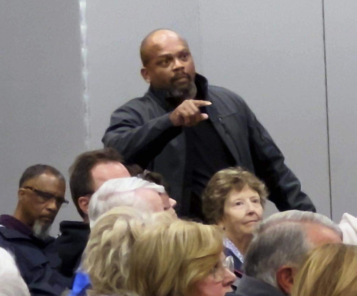 Gregory Foster speaks during a recent public meeting about Proterra’s proposal to rezone and development 115.56 acres of land at 5201 Macon Rd. in Columbus, Georgia.