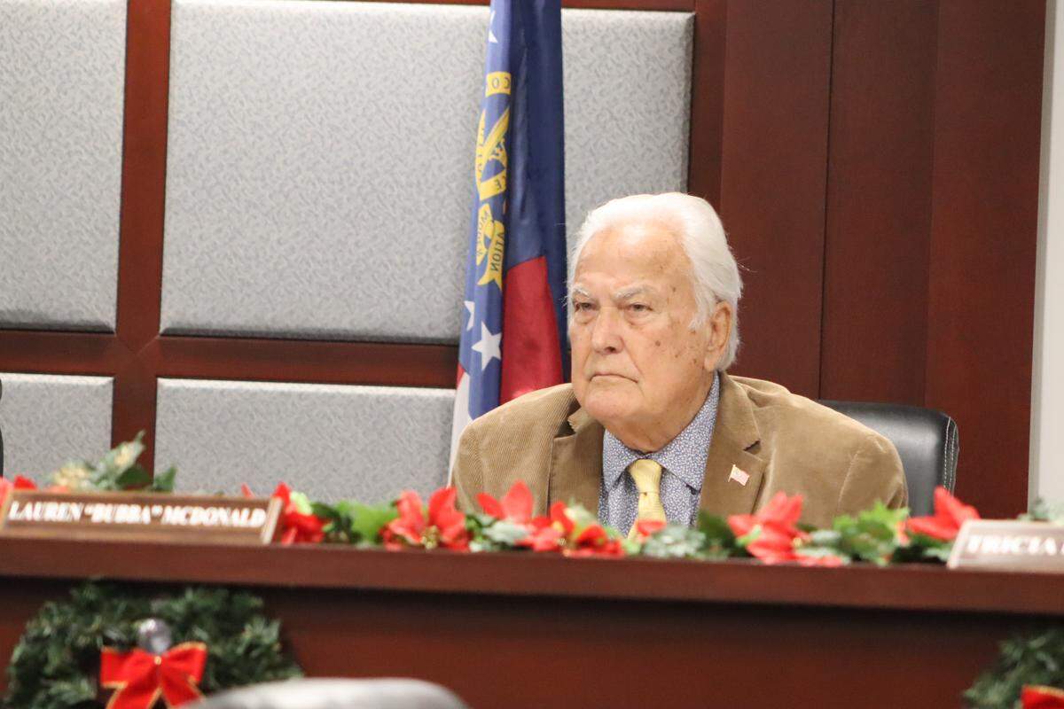 Georgia Public Service Commissioner Lauren “Bubba” McDonald listening to witnesses speak during the Dec. 19 Georgia Power certification vote