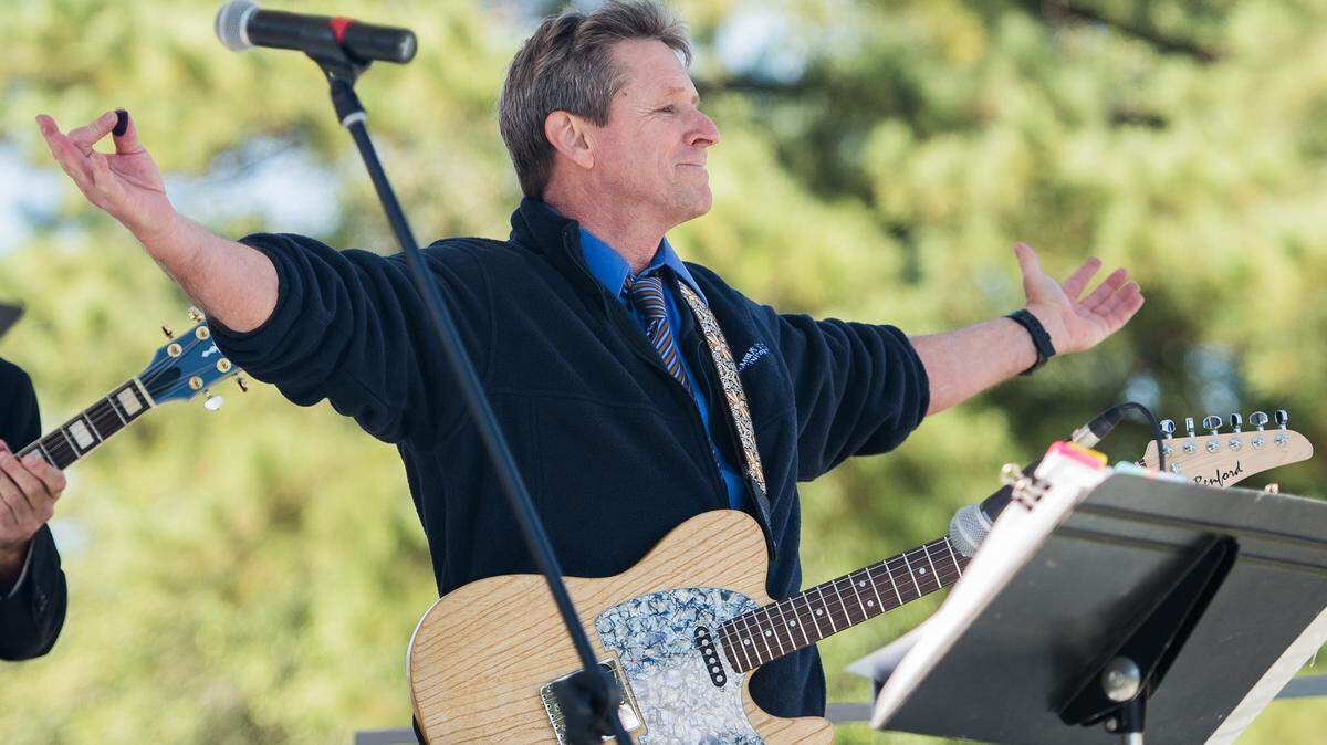 SUHYOON CHO/Special to the Ledger-Enquirer 
 Columbus State University kicked off Homecoming Week with a special performance. The "Cougar Lounge Band" played for about 45 minutes at lunch time Monday.The band's members include: CSU Provost Tom Hackett, seen here, on lead guitar, business professor John Finley on rhythm guitar, Vice President of University Advancement Alan Medders on bass, Coca-Cola Space Science Center Director Shawn Cruzen on keyboard, CSU graphic designer Joseph Melancon on drums and the Cunningham Center's multimedia production specialist James Turner on vocals.