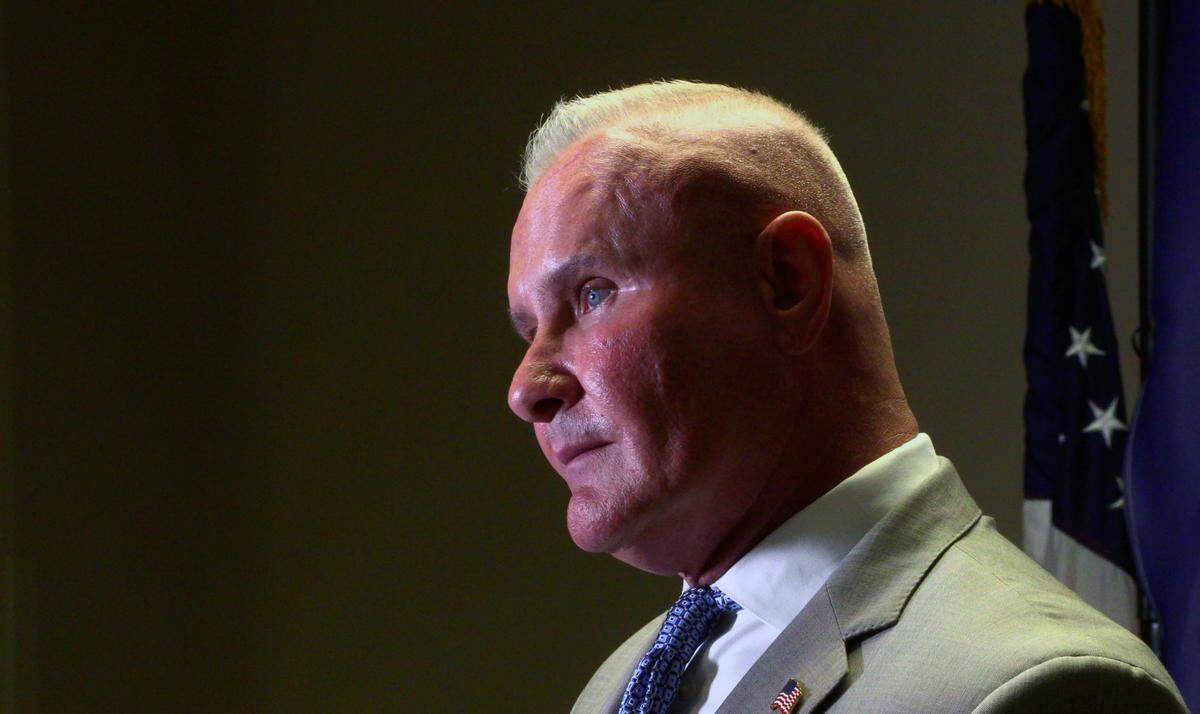 Stoney Mathis answers questions from the media Monday morning. Columbus Mayor Skip Henderson has appointed Chief Stoney Mathis as Interim police chief of the Columbus Police Department. 05/08/2023