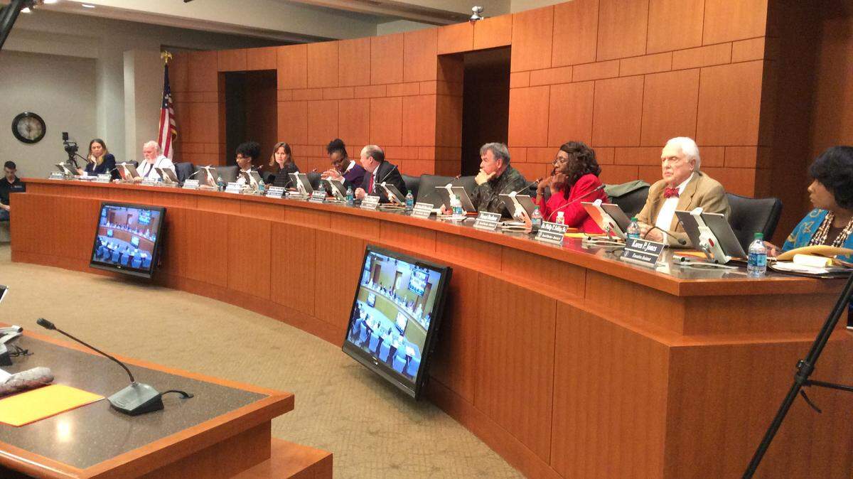 The Muscogee County School Board conducts its monthly work session March 11, 2019, in the Muscogee County Public Education Center.
