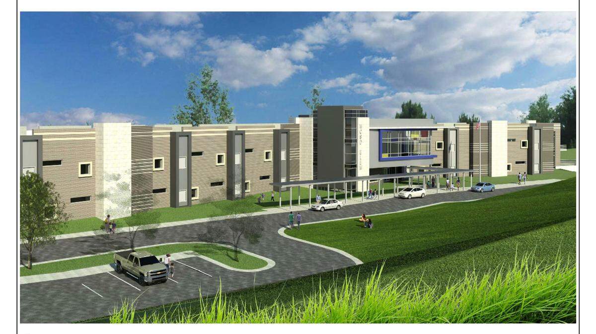 This artist’s rendering shows what the front of the Muscogee County School District’s new elementary school is designed to look like. Dawson and St. Marys Road elementary schools will merge into the new school. It will be constructed on Dawson’s property and is scheduled to open in August 2024.