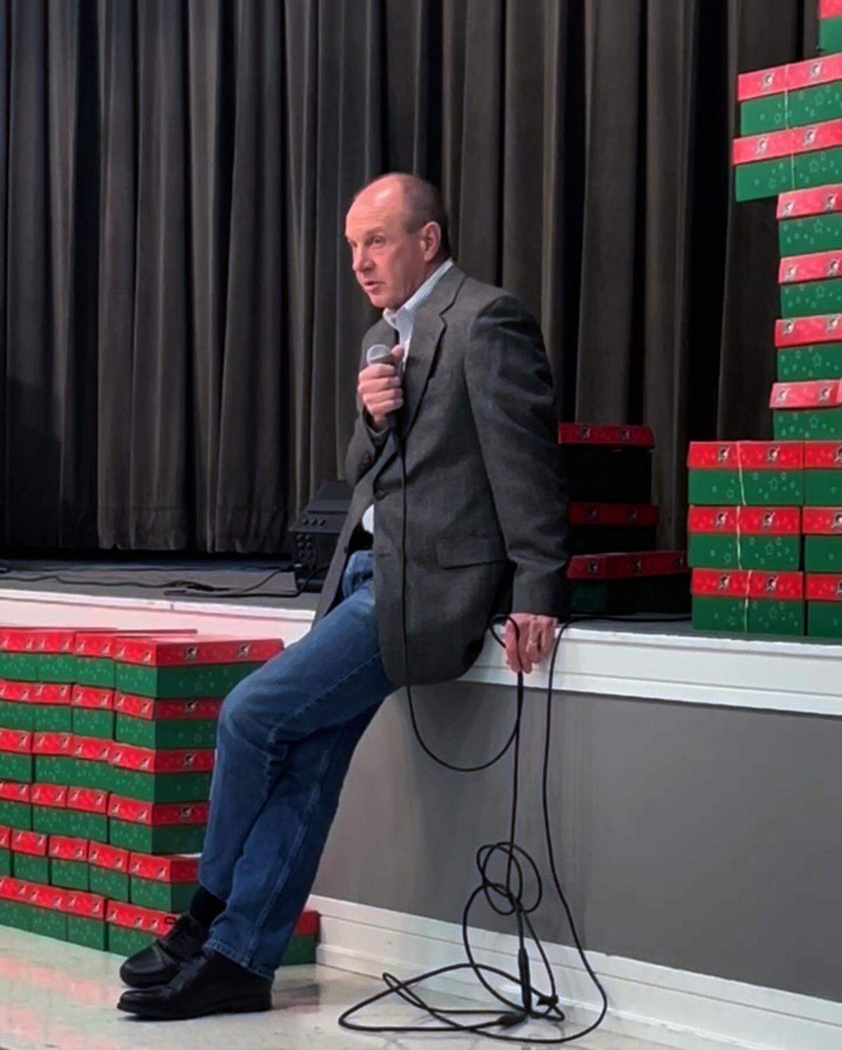 Dave Erickson, advisor and general contractor for or Wizer Home Builders, speaks during a town hall meeting with local residents on Nov. 12 at Wynnton Methodist Church about the company’s request to rezone the property at 5201 Macon Rd. in Columbus, Georgia.