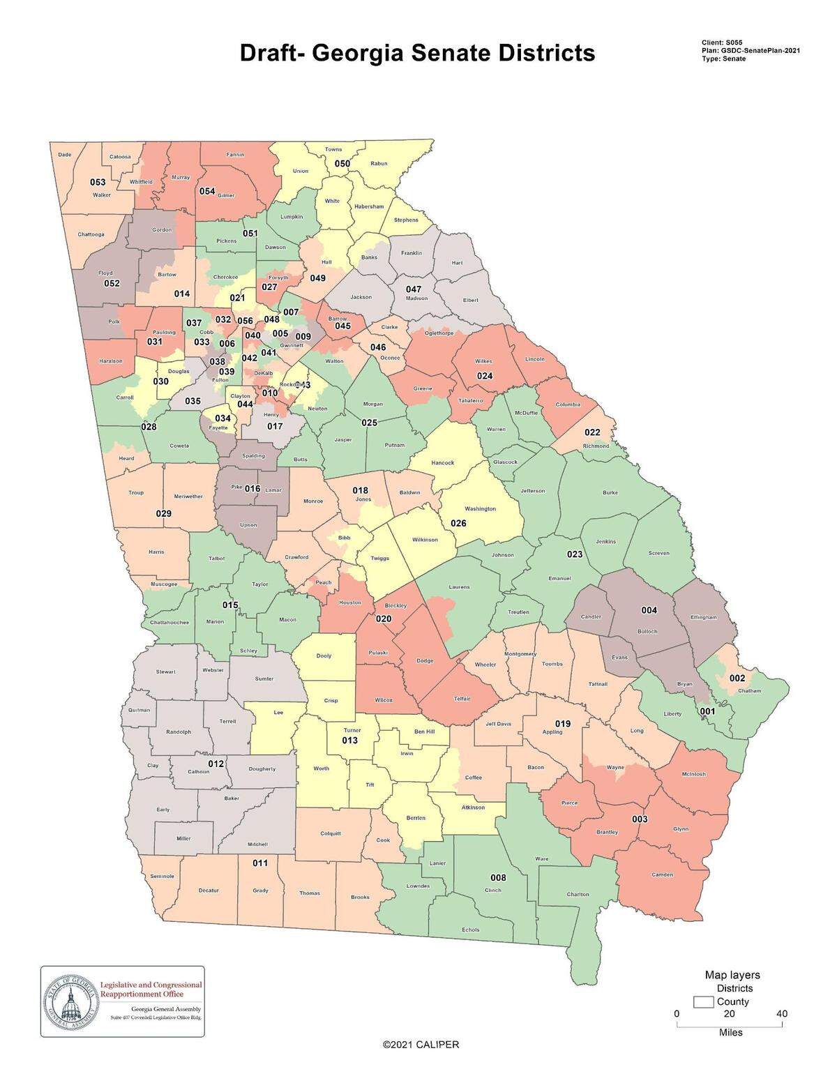 Georgia’s Senate districts as proposed by Georgia Democrats