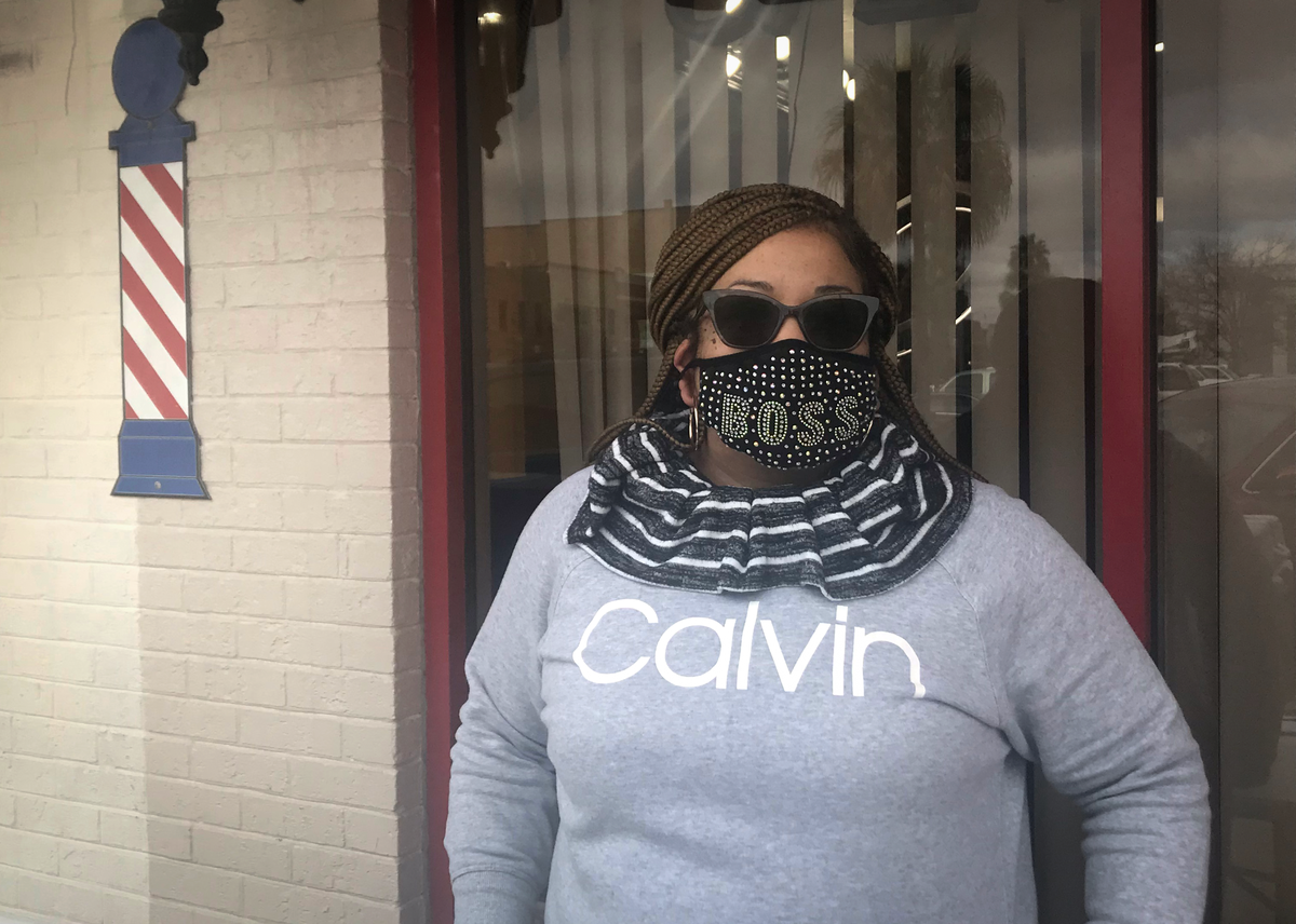 Wendy Johnson, a lifelong Albany resident, downtown on Friday, Feb. 19, 2021