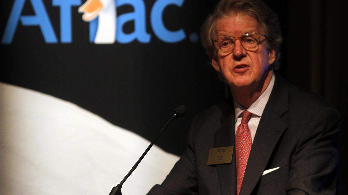 Dan Amos, Aflac Chairman and CEO, speaks during the annual shareholders meeting last April at the Columbus Museum.
