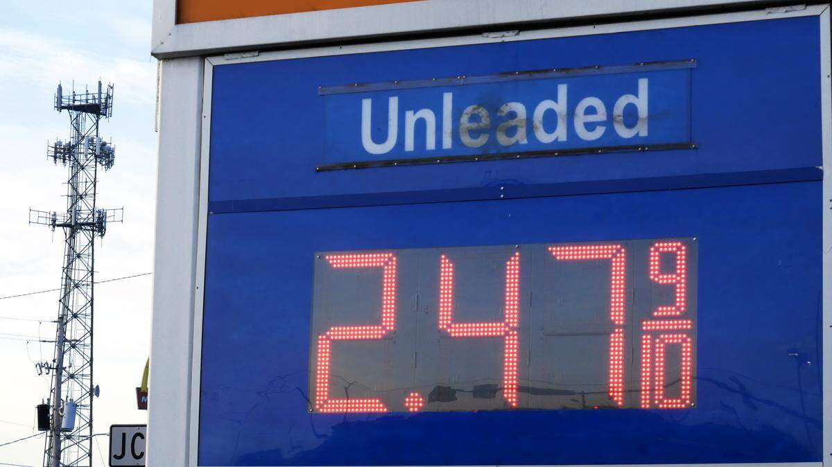 A gas station sign in Columbus, Georgia indicates regular unleaded gasoline was being sold July 16, 2019 for $2.47 per gallon.