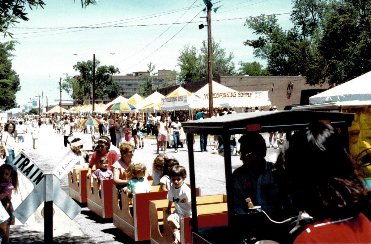 Kids could ride the train on the Broadway median at Riverfest
