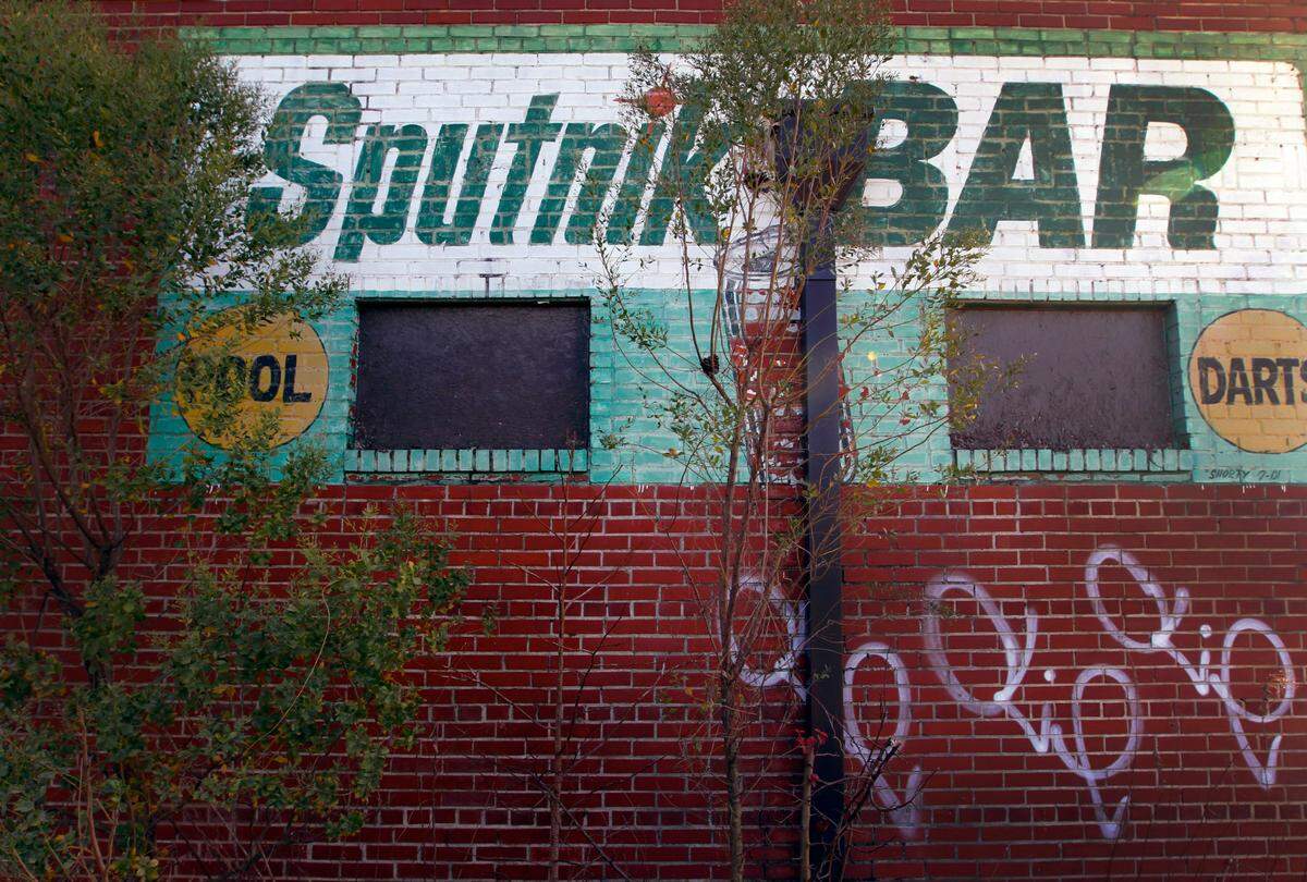 The old Sputnik Bar building is located at 423 15th Street in Columbus, Georgia.