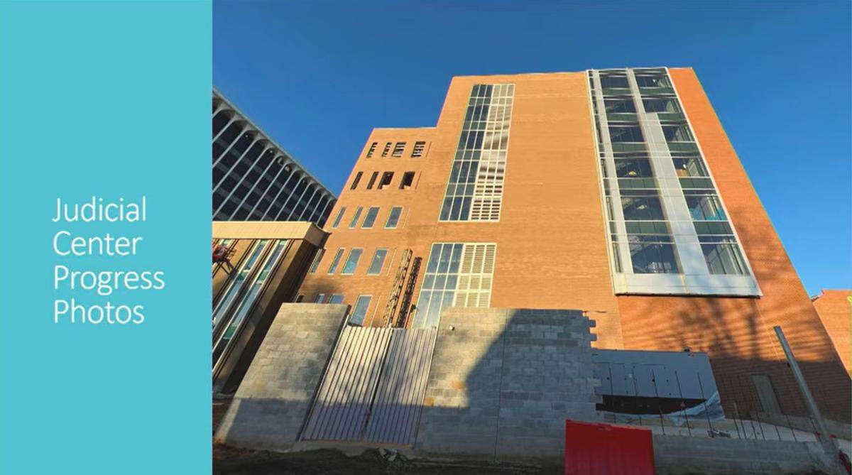 Progress photo of the new Judicial Center in Columbus, GA, that was presented during a Columbus Council work session on March 31, 2026.