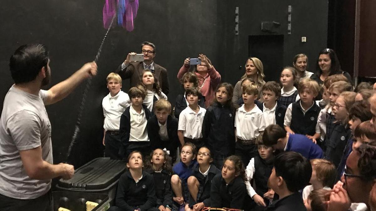 Backstage tour with the cast of "The Ugly Duckling" which taught these 3rd graders about fairy tale adaptation.