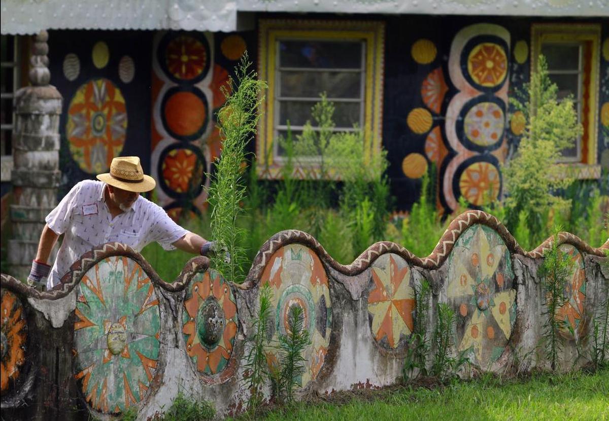 Pasaquan, located near Buena Vista, Ga., is a famous art site created by the late Eddie Owens Martin (St. EOM) that features six unique buildings interconnected by painted masonry wall, concrete sculptures, plantings and landscape elements.