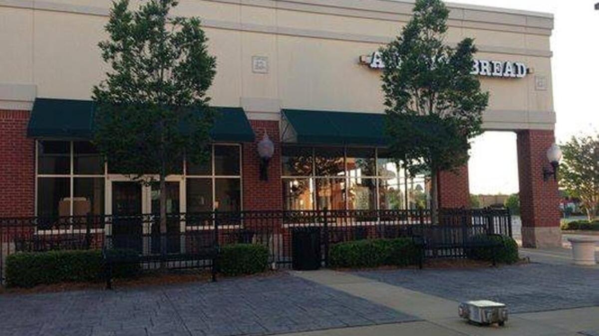 This is the exterior of the Atlanta Bread outlet, shown from a courtyard between it and Barnes & Noble, from an unofficial Atlanta Bread Columbus page on Facebook.