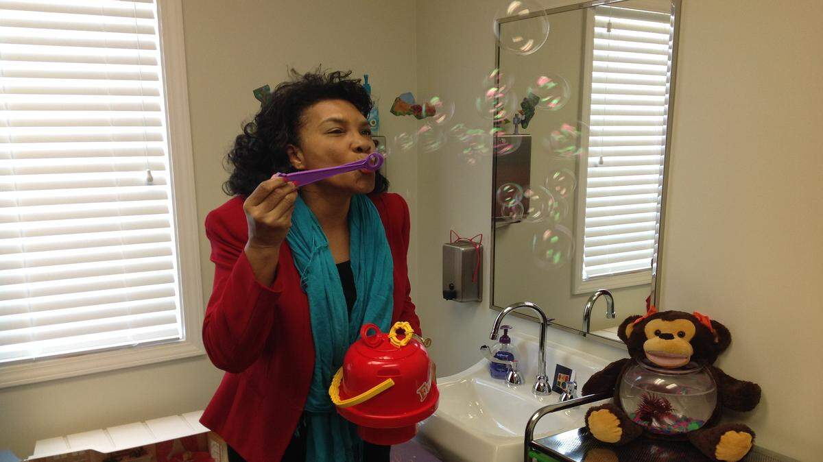 Columbus speech-language pathologist treats both young and old, between 10 and 14 patients each day, at R&R Rehabilitation in Columbus. Blowing bubbles to help stimulate the cognitive abilities of her pediatric patients is among the tools of her profession, as is the use of iPads and other computer-generated activities.