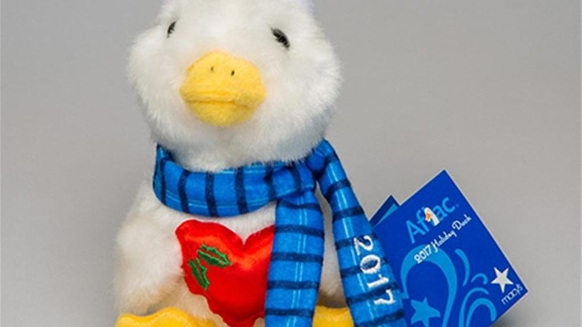 This is the Aflac Holiday Duck for 2017, with the colorful creature showing off a major-league heart this year. The holiday duck campaign was launched in 2001, with more than $3 million raised from sales since then. --