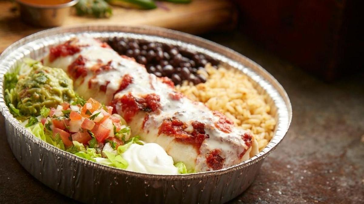 The Baja Burrito at Willy’s Mexicana Grill includes the option of chicken or steak with cheese and grilled green peppers and onions, smothered in a chipotle sauce and Willy’s cheese dip. It’s served with beans and rice on the side. --