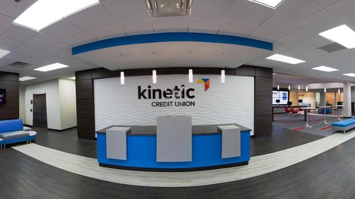 The renovations now taking place inside Kinetic Credit Union’s North Branch at 7300 Veterans Parkway will be similar to those (shown here) completed a few weeks ago at the financial institution’s 13th Street main office. --