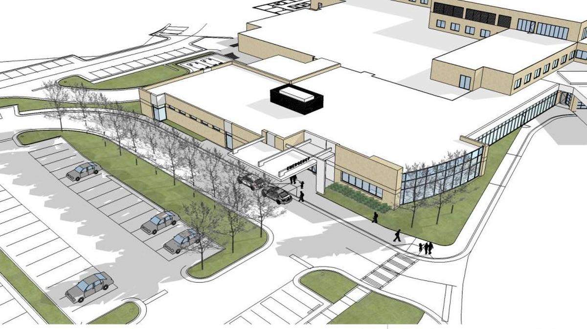 An art rendering shows the addition of a 12,000-square-foot emergency department at Northside Medical Center, 100 Frist Court, in Columbus. An additional 5,800 square feet of space is being constructed as “shell space” to accommodate 10 more rooms for emergency department patients. The work should be completed next April. --