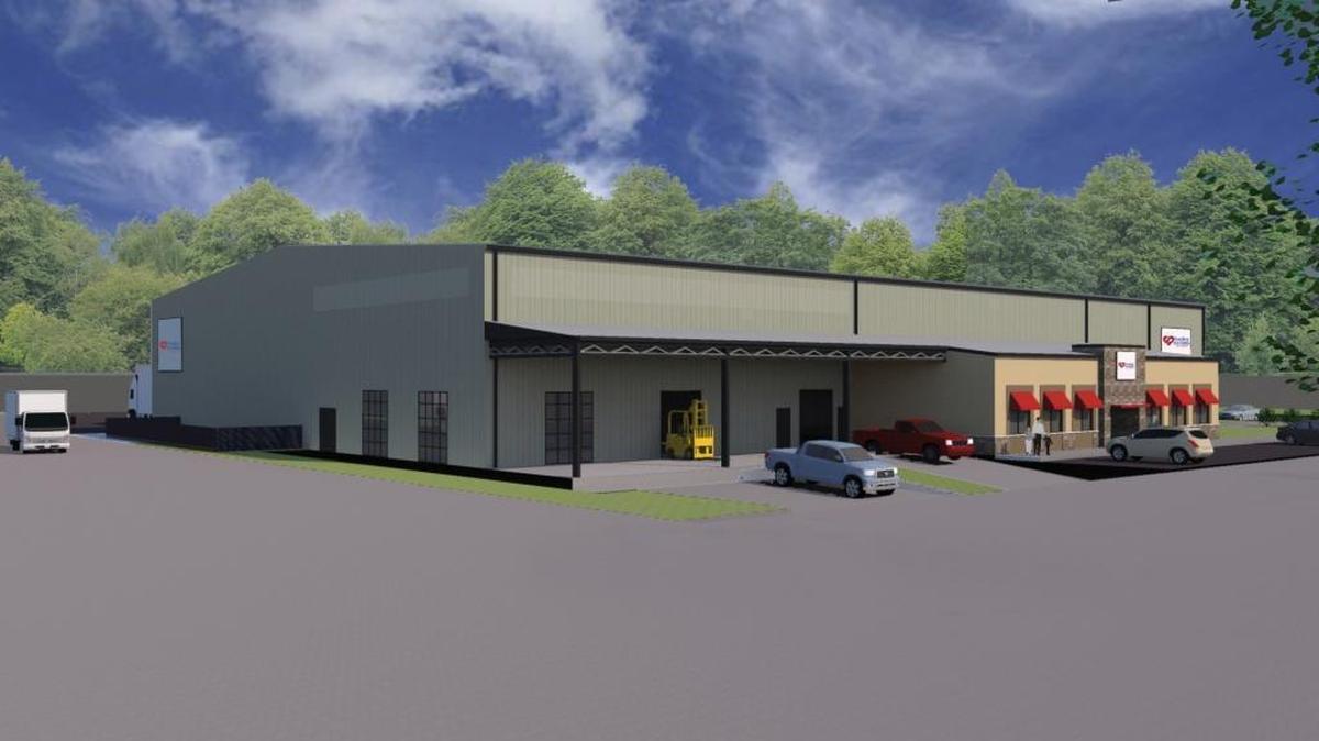 A rendering shows the 31,000-square-foot Feeding the Valley Food Bank at 6744 Flat Rock Road in the Midland area of Columbus.