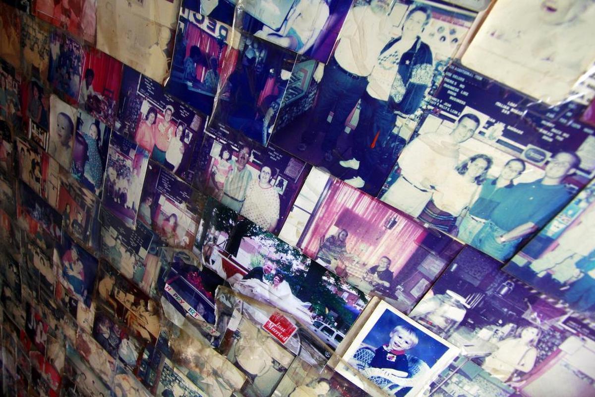 This wall at the entrance of Deorio’s is full of old photographs of the “regulars”
