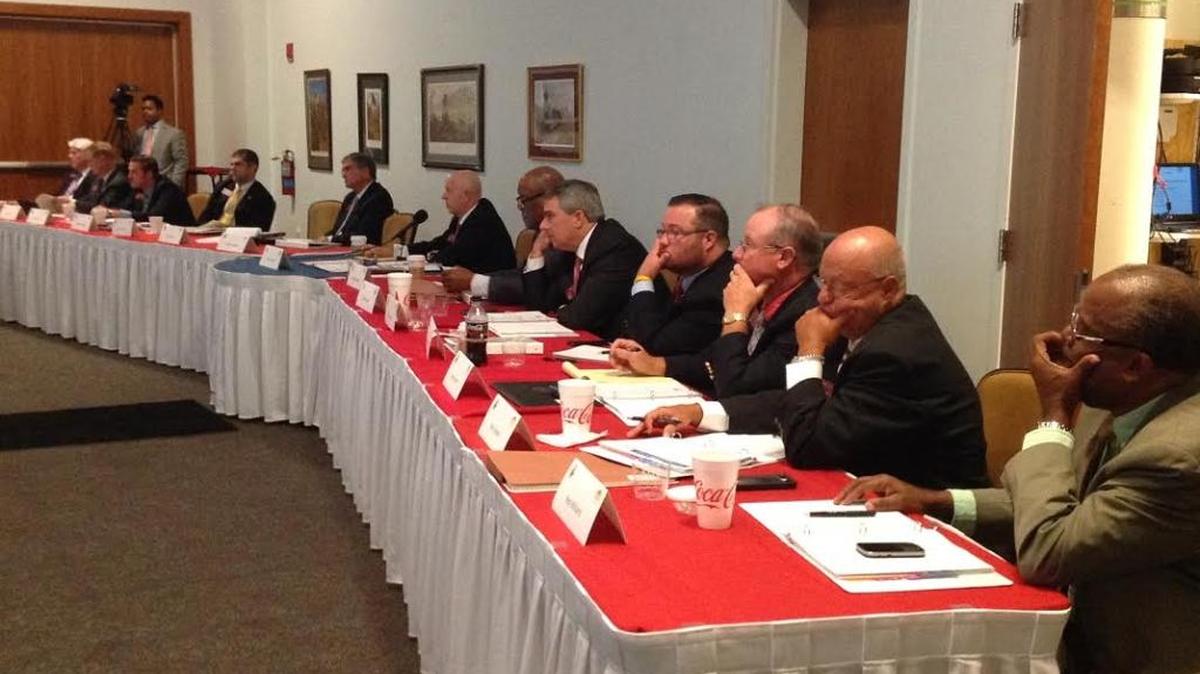 Members of the Georgia House Military Affairs Study Committee, including Rep. Richard Smith and Rep. Calvin Smyre, who represent the Columbus area, listen to speakers discussing preparation efforts for the next Base Realignment and Closure round expected to occur within the next few years. The presentation, held at the National Infantry Museum and Soldier Center, was led by the Greater Columbus Chamber of Commerce. --