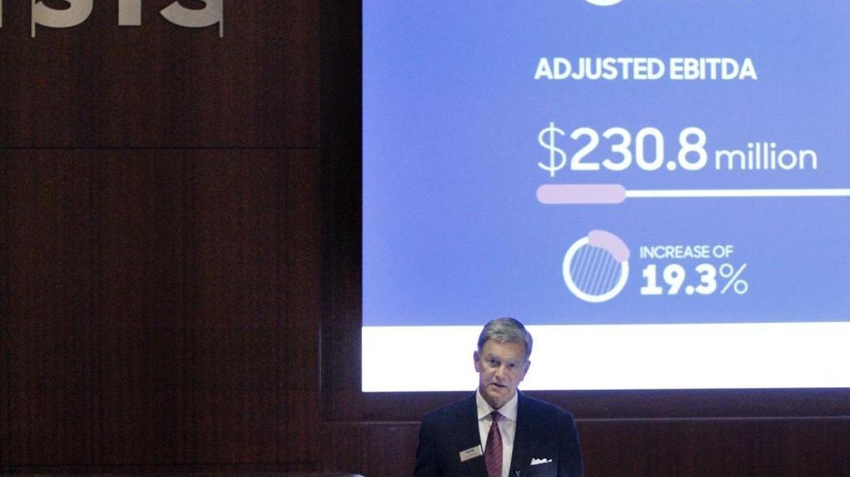 TSYS chief executive officer and board chairman Troy Woods addresses the annual shareholder meeting on April 28.