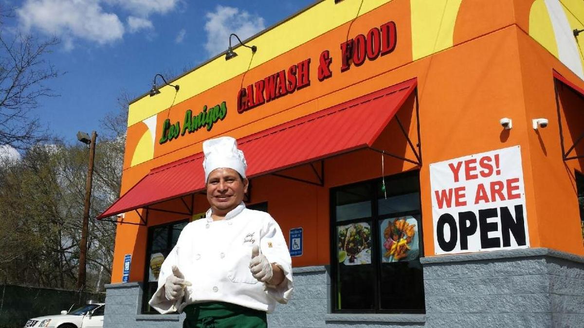 Chef Andy Ramos, shown Friday, heads up the menu offerings at Los Amigos Carwash & Food in Columbus, which has just opened. The eatery offers a menu that includes chicken wings, shrimp fajitas, steak quesadillas, fried rice, tacos and other items, along with a car wash and wax while you dine. The business is located at 3369 Victory Drive, near the intersection of South Lumpkin Road and adjacent to Candlewood Suites hotel. --