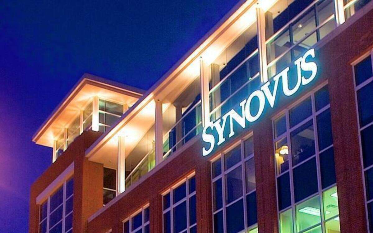 The Synovus Centre building perched above the Chattahoochee River in downtown Columbus is headquarters for regional bank Synovus Financial Corp.