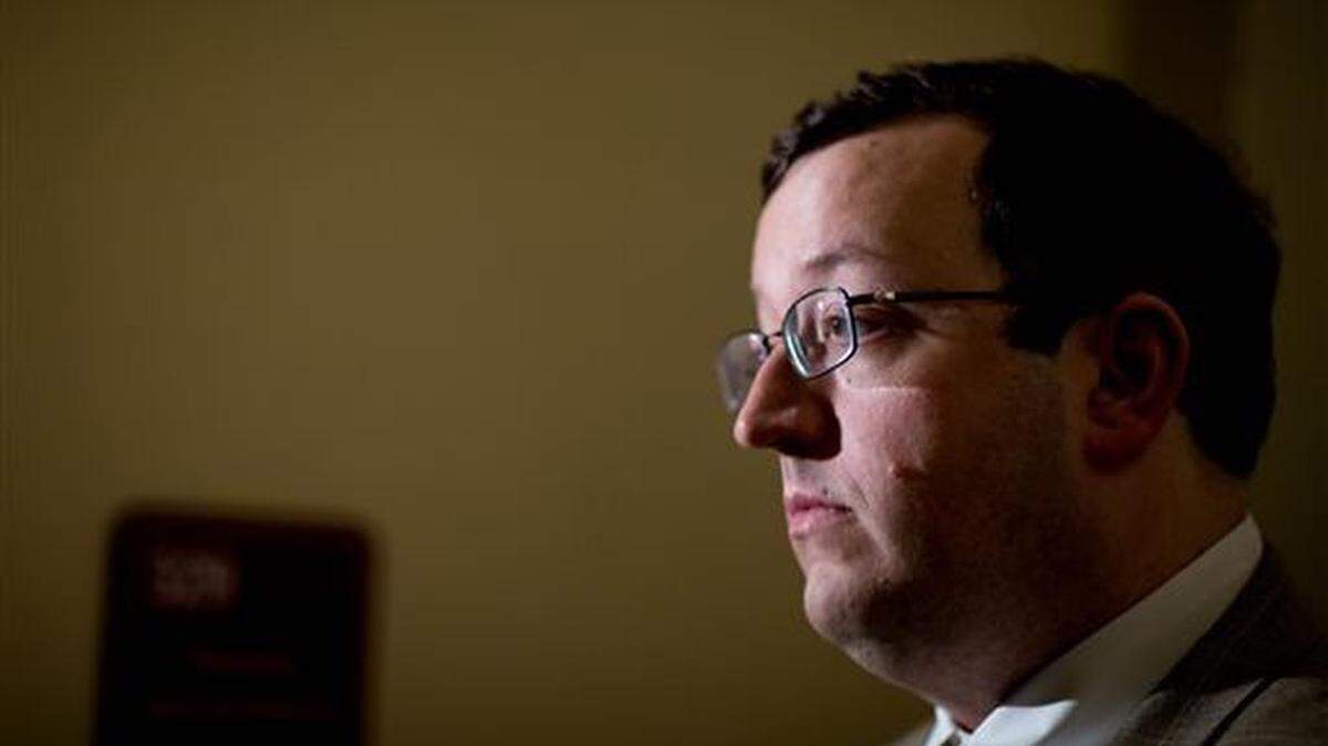 In this April 2, 2015 file photo, Georgia Sen. Josh McKoon, R - Columbus, speaks to the media on the final day of the 2015 legislative session in Atlanta.