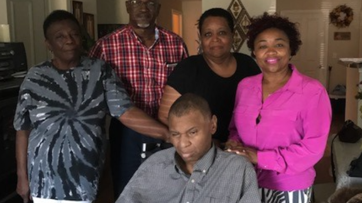 Surrounding Vince Sutton are (l-r) Maxine Sutton, Johnny Byrd, Renay Fannin and Zsa Zsa Heard