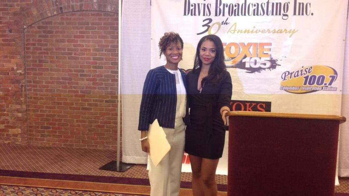Geniece Granville, the new vice president and general manager of Davis Broadcasting Inc., poses with actress Regina Hall who was the keynote speaker at the company’s 15th annual Women’s Empowerment Luncheon held at the Columbus Convention and Trade Center.