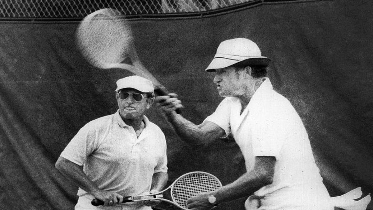 Terry Scott, right, and the late Aaron Cohn were long-time doubles partners and won a state seniors title together.