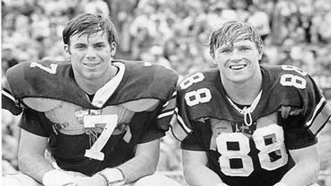 Former Auburn star receiver Terry Beasley (88), pictured with quarterback Pat Sullivan, suffered multiple concussions during his college and NFL playing days.