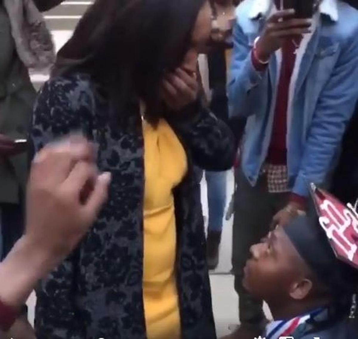 Alvin Cade proposes to his fiancee after CSU’s commencement ceremony