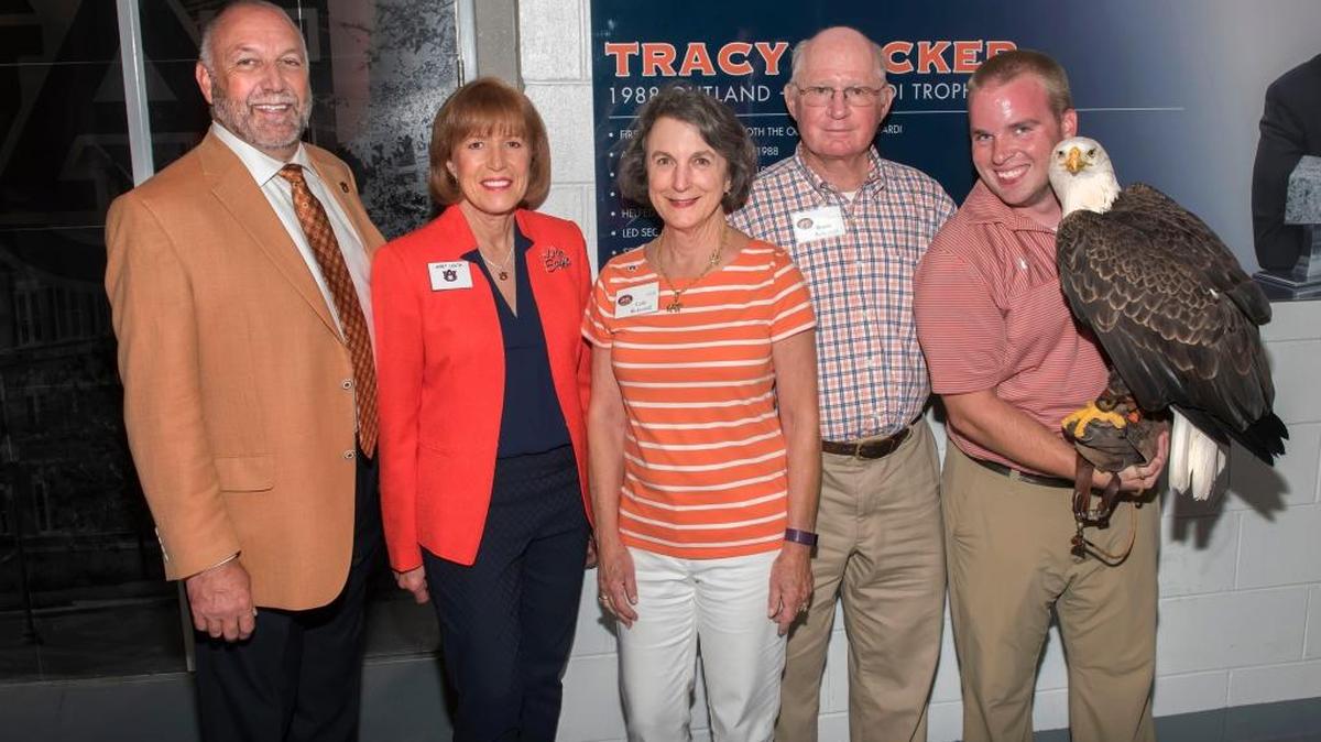 Attending game were (l-r) Auburn president Steven Leath, Janet Leath, Cathy Bickerstaff, Rennie Bickerstaff, Andrew Hopkins, Spirit.