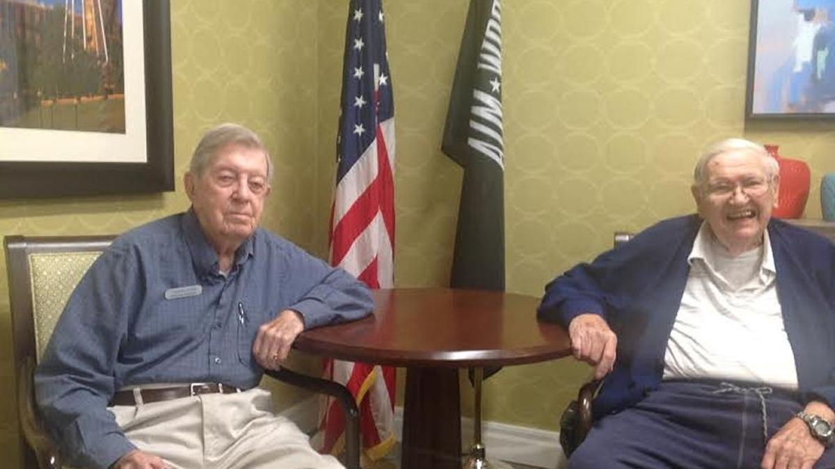 Charlie Maupin, 97, at left and Jim Wooters, 94, both of Columbus recall D-Day invasion of Normandy, France on June 6, 1944.