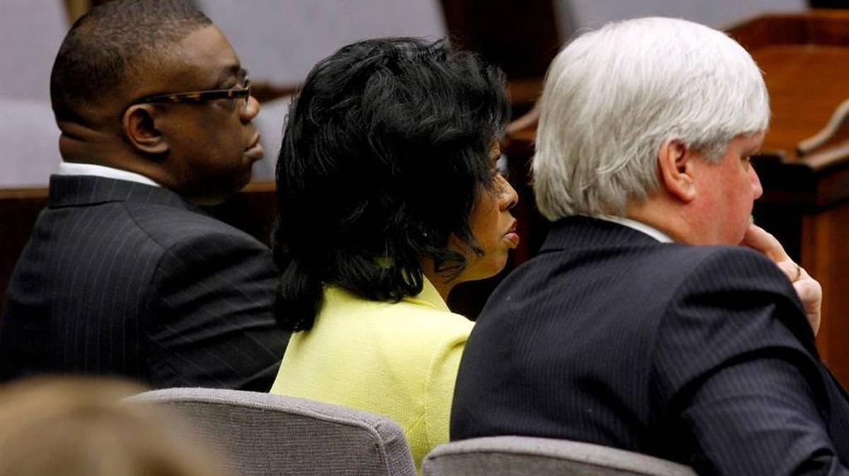 Marshal Greg Countryman and Municipal Court Clerk Vivian Creighton-Bishop attend a hearing for the lawsuit they filed against the city in 2014.