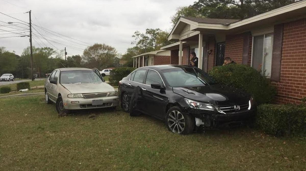 Columbus police investigate stolen black Honda after it struck vehicle on Cordova Road.