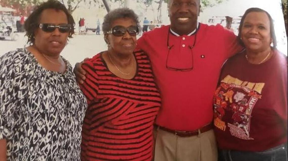 Peggy Gamble, second from the left, was found slain in her home at 2324 8th St. on Dec. 28. In this photo, she is celebrating her her 80th birthday with her three children, from left to right, Miriam Short, Richard Gamble and Cenneta Gunn. She died at age 83.