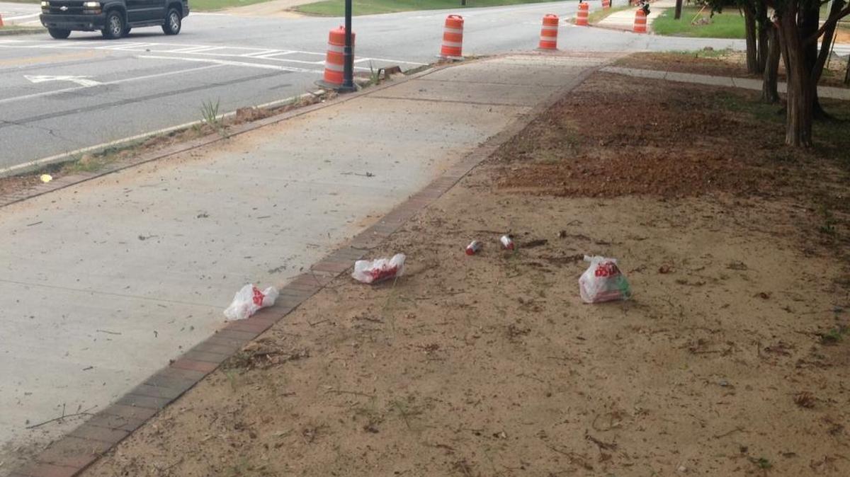 This trash was dumped on the city’s new walking and biking trail to the Chattahoochee River in downtown Columbus. It was spotted about 10 a.m. Saturday, Aug. 26, 2017 on 14th Street at Third Avenue.