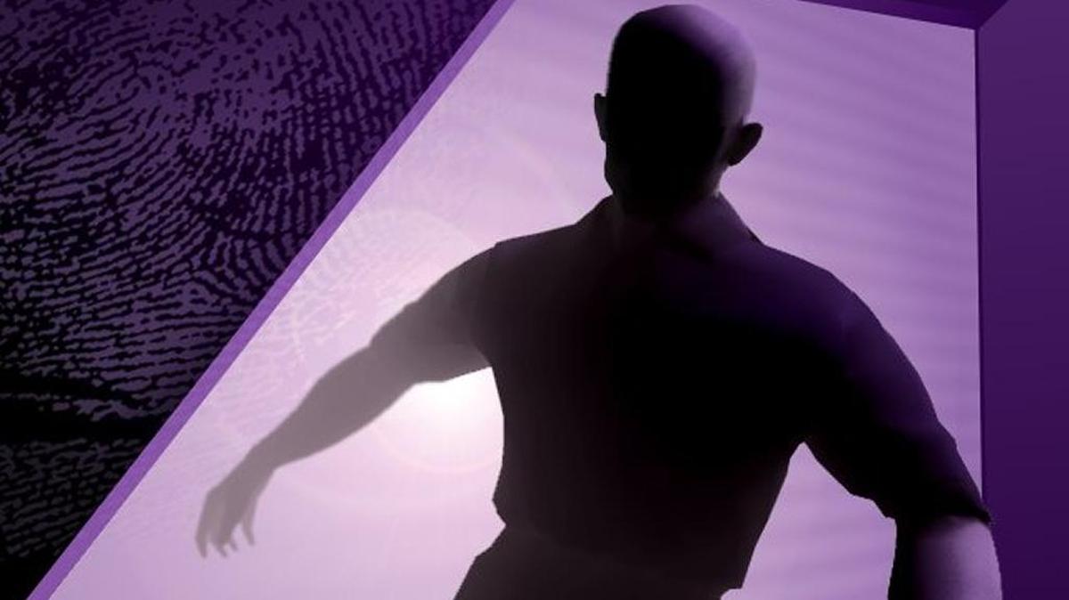 Graphic shows male figure in the shadows. Can be used as attacker, rapist, suspect or burlar