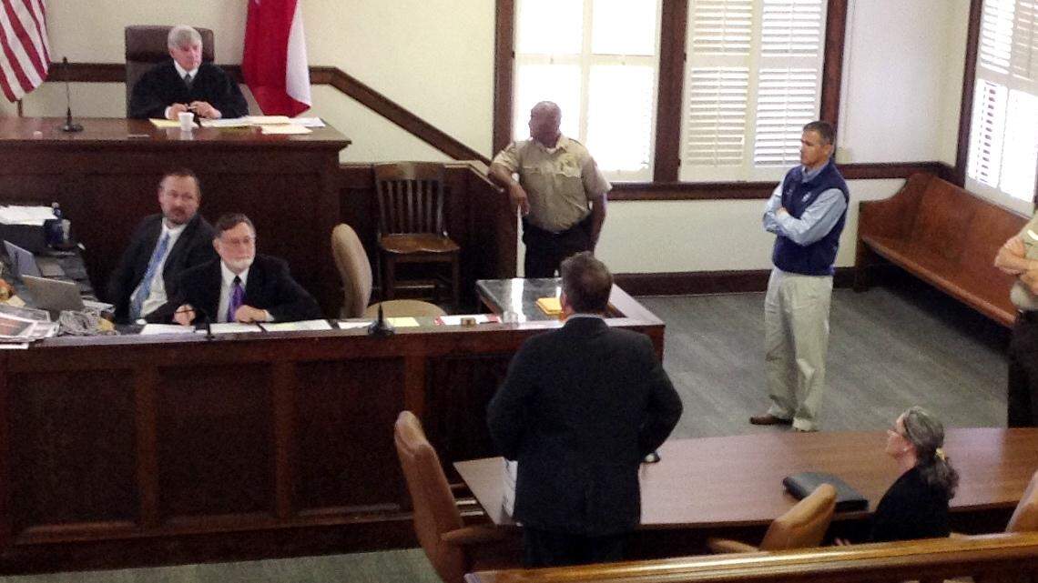 Diana Franklin listens Friday as attorney Kevin Bradley addresses Judge Bobby Peters.