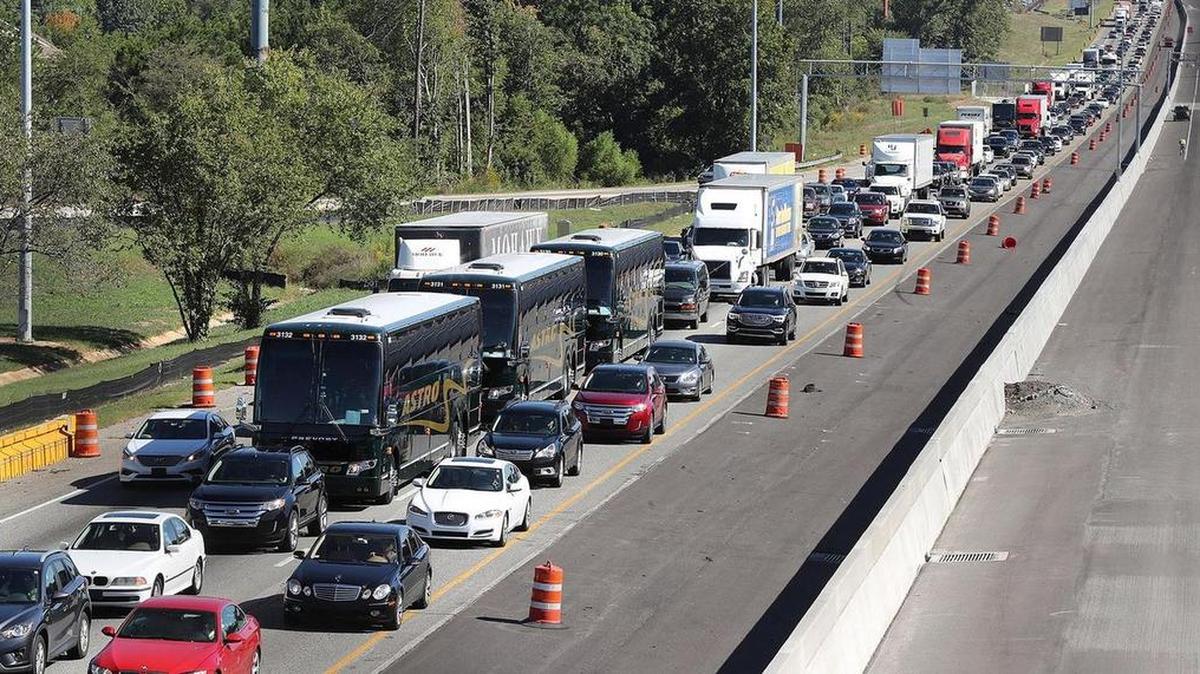 Traffic stacks up on I-75 North fleeing the coast and Hurricane Matthew on Thursday, Oct. 6, 2016, near McDonough. FEMA officials said Thursday that crews were deployed to emergency operation centers in Albany, Georgia, and Fort Bragg, North Carolina. The agency says more than 444,000 liters of water and 513,000 meals along with thousands of cots and blankets will be on site. Jim Butterworth, director at the Georgia Emergency Management and Homeland Security Agency, says he expects the storm to arrive in coastal Georgia late Friday and continue through Saturday night.