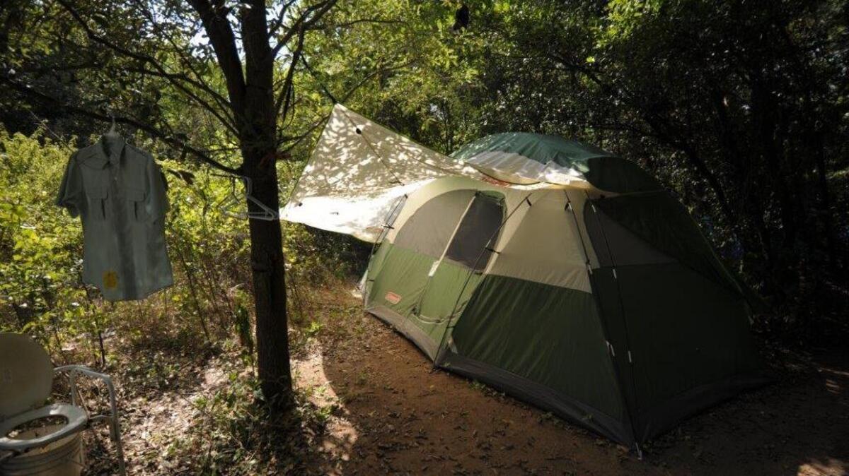 Columbus homeless residents erect tents at an undisclosed Columbus location. Volunteers found the group living there during a 2016 Home for Good “Point In Time” count.