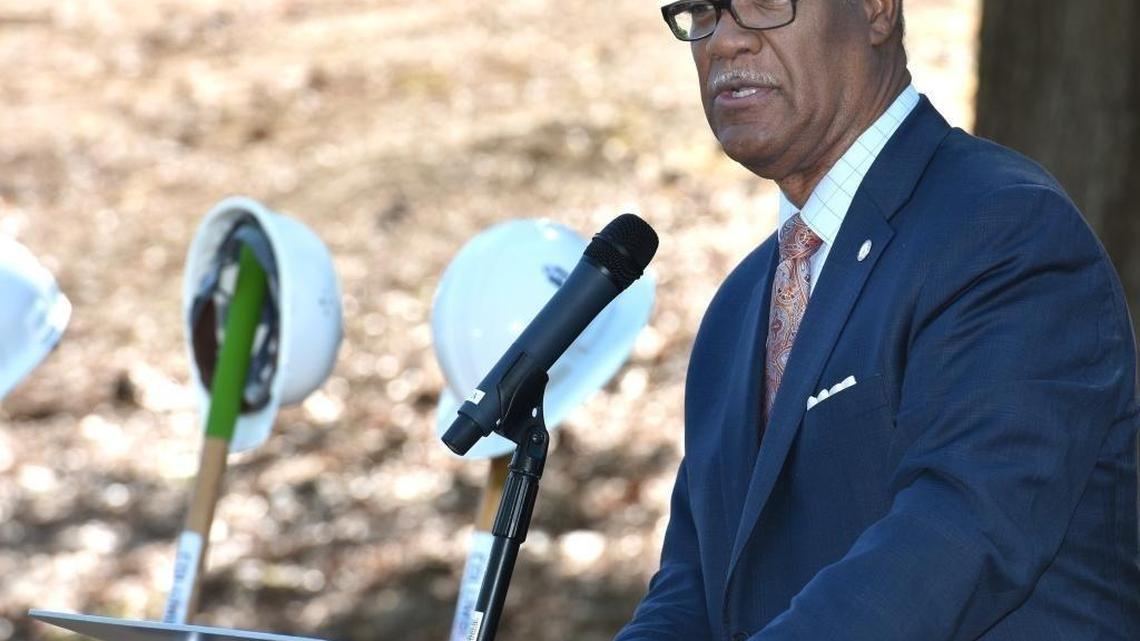 In this file photo, Georgia State Representative Calvin Smyre spoke at the groundbreaking ceremony for expansion and renovation of Lenoir Hall at Columbus State University. He played a key role in establishing the new Martin Luther King, Jr., statue in Atlanta.