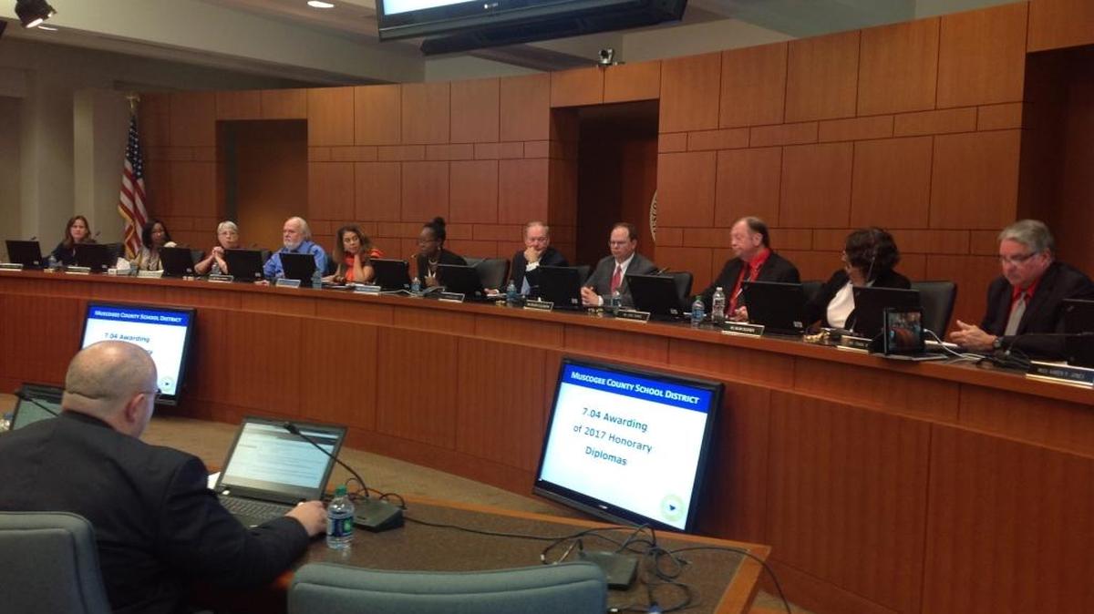 The Muscogee County School Board meets May 15, 2017, in the Muscogee County Public Education Center.