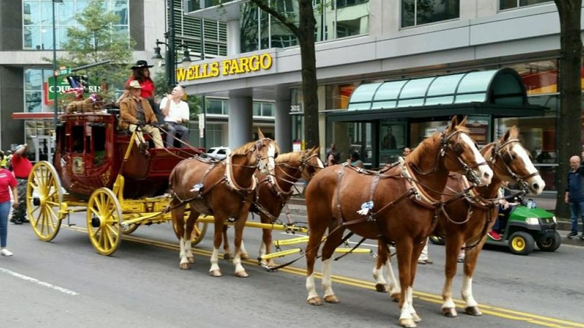 Rusty (front right) will lead stagecoach
