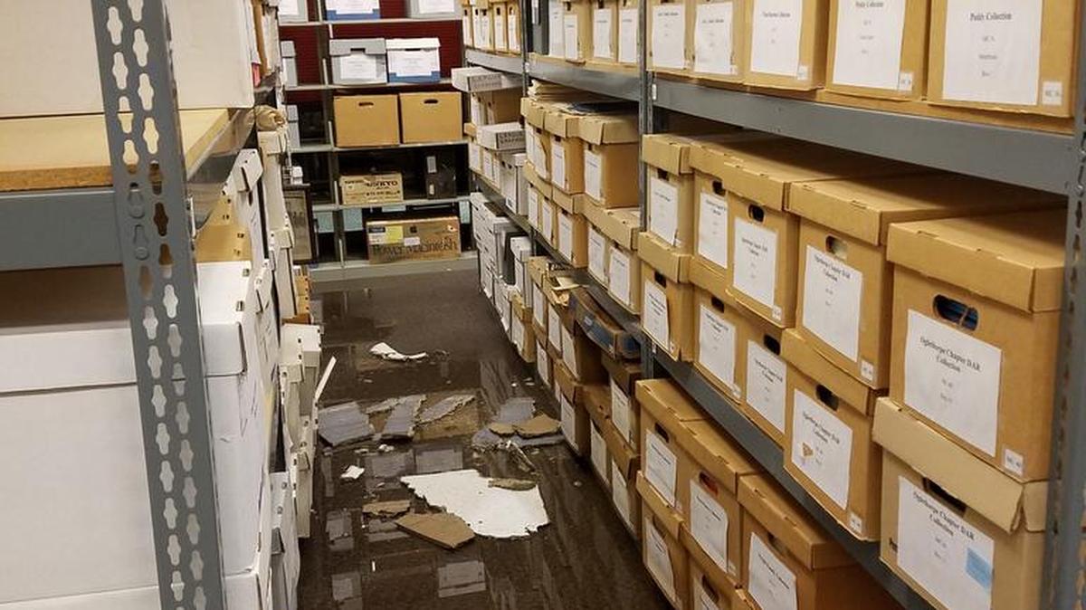 Water damage at Columbus State’s Schwob Memorial Library impacted the university’s archives.